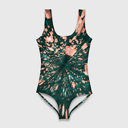 Женский купальник-боди Абстрактные полупрозрачные летящие блоки