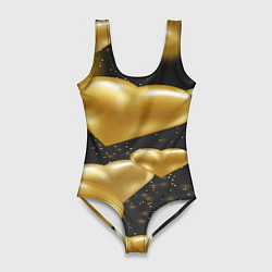 Женский купальник-боди Золотые сердца на день святого валентина фон