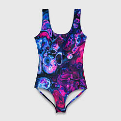 Купальник-боди 3D женский Сине-малиновая горная порода, цвет: 3D-принт