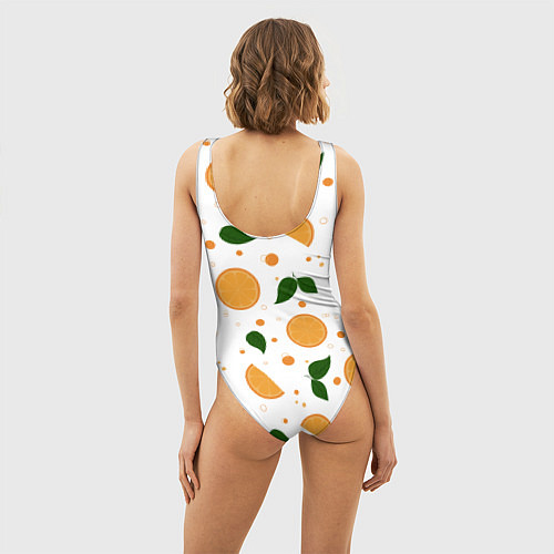 Женский купальник-боди Апельсины с листьями / 3D-принт – фото 4