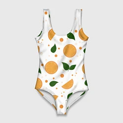 Женский купальник-боди Апельсины с листьями