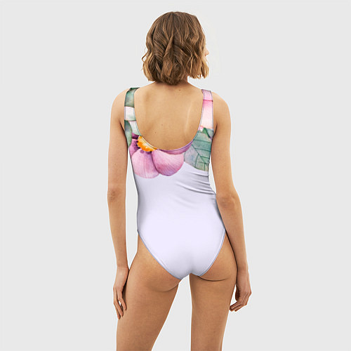 Женский купальник-боди Пастельные цветы акварелью - наверху / 3D-принт – фото 4
