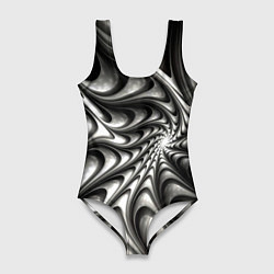 Купальник-боди 3D женский Abstract fractal grey, цвет: 3D-принт
