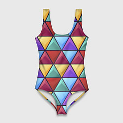Купальник-боди 3D женский Геометрический красочный паттерн, цвет: 3D-принт
