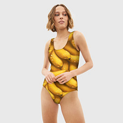 Купальник-боди 3D женский Сочная текстура из бананов, цвет: 3D-принт — фото 2