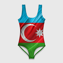 Купальник-боди 3D женский Азербайджанский флаг, цвет: 3D-принт