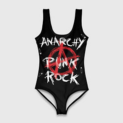 Купальник-боди 3D женский Анархия - панк рок, цвет: 3D-принт