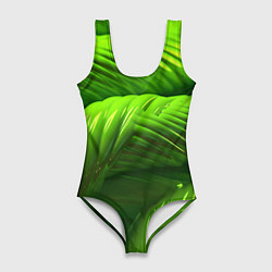 Купальник-боди 3D женский Объемный зеленый канат, цвет: 3D-принт