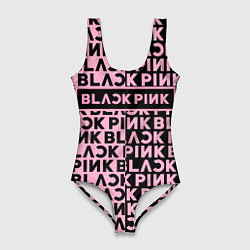 Купальник-боди 3D женский Blackpink - pink text, цвет: 3D-принт