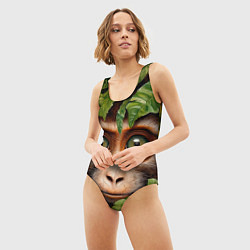 Купальник-боди 3D женский Обезьяна в джунглях, цвет: 3D-принт — фото 2