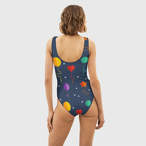 Женский купальник-боди Праздничные шарики / 3D-принт – фото 4