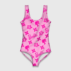 Женский купальник-боди Барби паттерн розовый