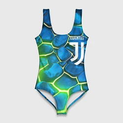 Купальник-боди 3D женский Juventus blue green neon, цвет: 3D-принт