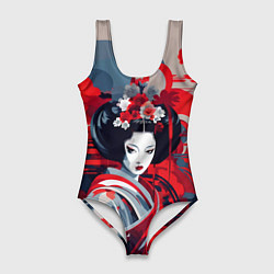 Купальник-боди 3D женский Geisha vector style, цвет: 3D-принт