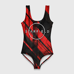 Женский купальник-боди Starfield logo red black background