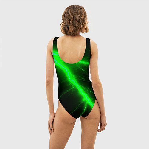 Женский купальник-боди Зеленый разряд молнии / 3D-принт – фото 4