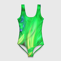 Купальник-боди 3D женский Зеленая абстракция, цвет: 3D-принт