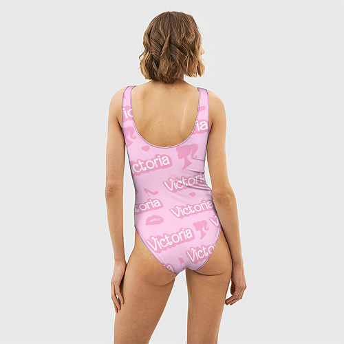 Женский купальник-боди Виктория - паттерн Барби розовый / 3D-принт – фото 4