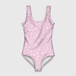 Женский купальник-боди Цветочный паттерн нежный сиреневый