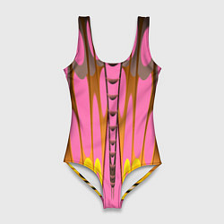 Купальник-боди 3D женский Розовый бабочкин мотив, цвет: 3D-принт
