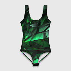 Купальник-боди 3D женский Green abstract, цвет: 3D-принт