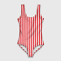 Женский купальник-боди Красная полоса