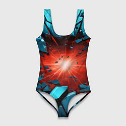 Купальник-боди 3D женский Взрыв бирюзовых камней, цвет: 3D-принт