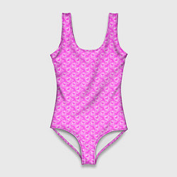 Женский купальник-боди Маленькие сердечки паттерн розовый