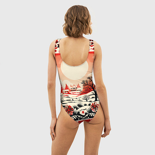 Женский купальник-боди Новогодние орнаменты / 3D-принт – фото 4