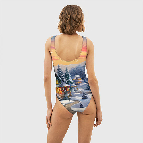 Женский купальник-боди Зимнее волшебство / 3D-принт – фото 4