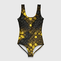 Женский купальник-боди Жёлтый трескающийся камень