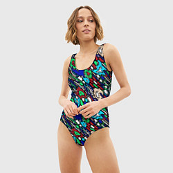 Купальник-боди 3D женский Абстрактный цветной узор, цвет: 3D-принт — фото 2