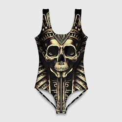 Купальник-боди 3D женский Золотой череп Египетского фараона, цвет: 3D-принт