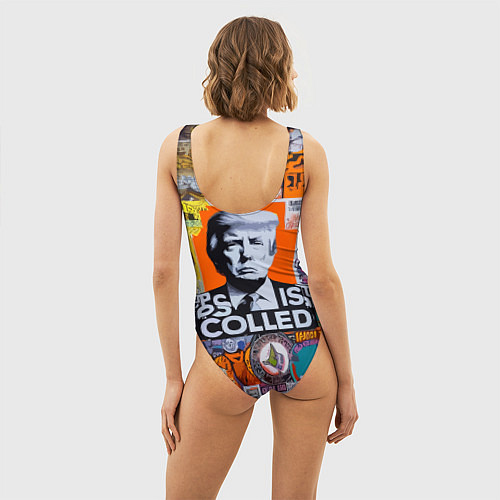 Женский купальник-боди Donald Trump - american сollage / 3D-принт – фото 4