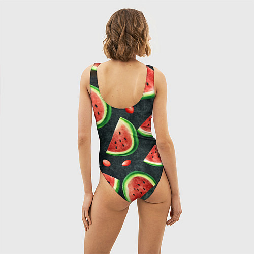 Женский купальник-боди Паттерн красные дольки арбуза / 3D-принт – фото 4