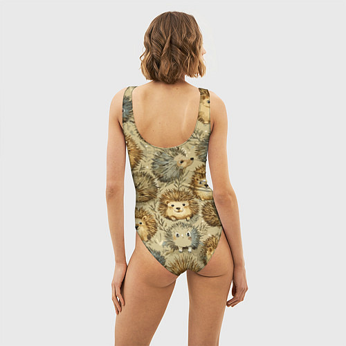 Женский купальник-боди Паттерн лесной ежик / 3D-принт – фото 4