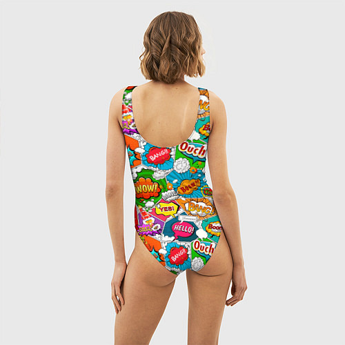 Женский купальник-боди Bang Boom Ouch pop art pattern / 3D-принт – фото 4