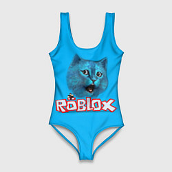 Купальник-боди 3D женский Roblox синий кот, цвет: 3D-принт
