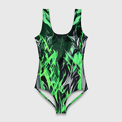 Женский купальник-боди Сталь и зелёная энергия