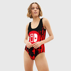 Купальник-боди 3D женский Nintendo огенное лого краски, цвет: 3D-принт — фото 2