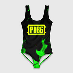 Купальник-боди 3D женский PUBG кислотное лого огненный стиль, цвет: 3D-принт