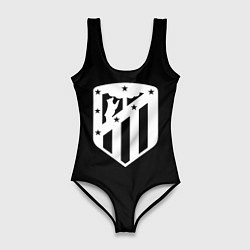 Купальник-боди 3D женский Атлетико Мадрид белое лого фк, цвет: 3D-принт