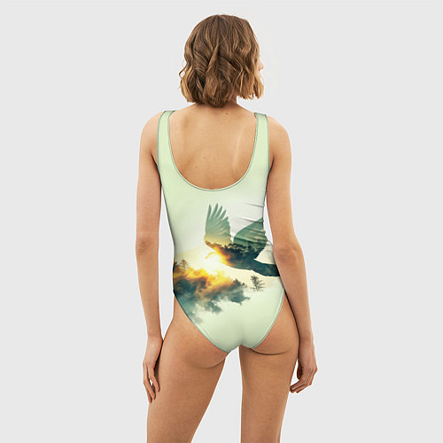 Женский купальник-боди Голубь и лес: эффект двойной экспозиции / 3D-принт – фото 4