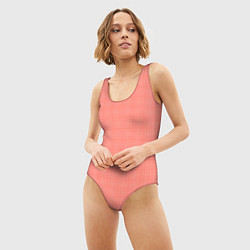 Купальник-боди 3D женский Персиковый клетчатый, цвет: 3D-принт — фото 2