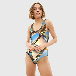 Купальник-боди 3D женский Грани стекла, цвет: 3D-принт — фото 2