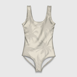 Женский купальник-боди Бежевые пальмы паттерн