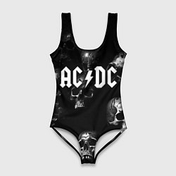 Женский купальник-боди AC DC - черные черепа