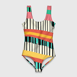 Купальник-боди 3D женский Пиянино, цвет: 3D-принт
