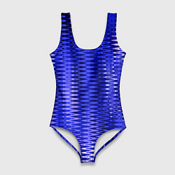 Купальник-боди 3D женский Синий ультрамарин абстрактные полосы, цвет: 3D-принт