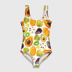 Женский купальник-боди Экзотический фруктовый узор